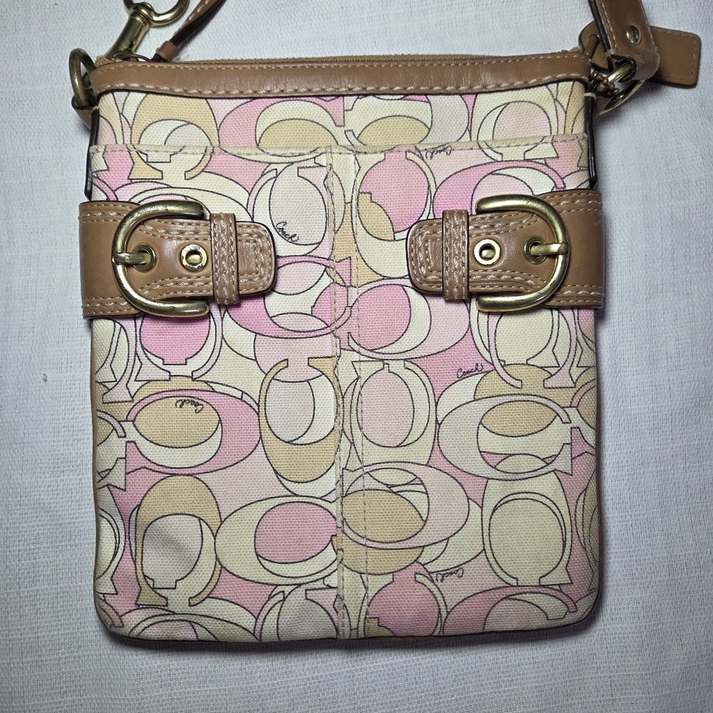 Coach Soho #41309 Canvas Swing Logo Optic Print Crossbody Messenger Bag - Picture 11 of 11